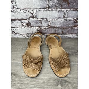 MIBO AVARCAS Tan Brown Leather Woven Slingback Sandals Women’s Sz 41EU/10.5M US